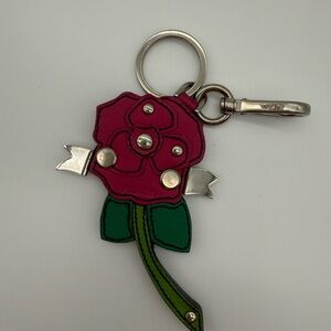 Prada Saffiano Leather Rose Key Ring Charm